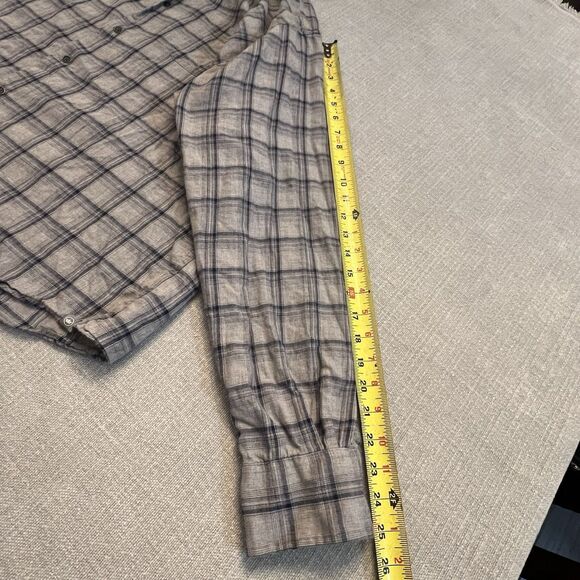 Peter Millar Flannel Shirt Men XL Gray Plaid Casual Lightweight Soft Breathable - Picture 4 of 10
